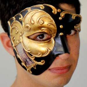 Venetian Phantom Mask Gold Made in Italy in the style of Phantom of the Opera