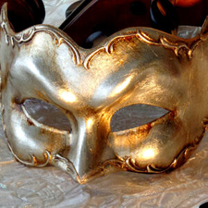 Antonio Silver Zane Venetian Mask Made in Italy with Silver Leaf Finish