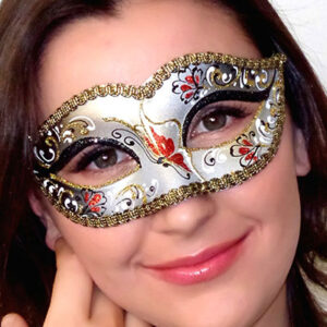 Bianca Masquerade Mask with Red Black Detail