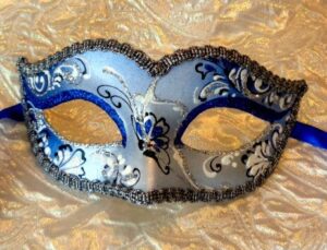 Bianca Italian Masquerade Mask in Sapphire Blue