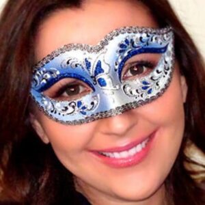 Bianca Italian Masquerade Mask in Sapphire Blue