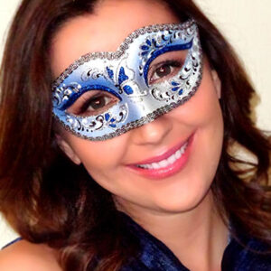 Bianca Venetian Masquerade Mask Saphire Blue