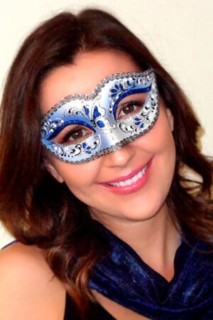 Bianca Venetian Masquerade Mask Saphire Blue