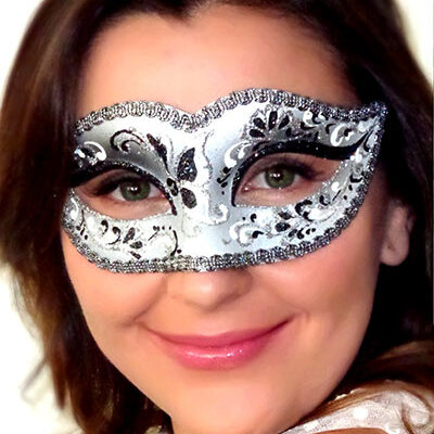 Bianca Black Silver Masquerade Mask Black Silver