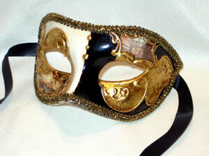 Venetian Eyes Black Gold Masquerade Mask for Men Made in Italy