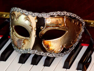Venetian Eyes in Black Silver Italian Made Men's Mask for Masquerade