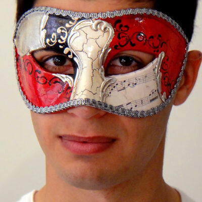 Vivaldi Eyes Silver Venetian Mask Made in Italy