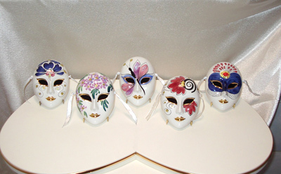 Alana Medium Ceramic Mask Set hand painted in Venice