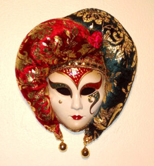 Michaela Red Teal Mini Gift Mask Collectible Mask