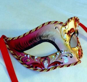 Lily Dark Red Gold Masquerade