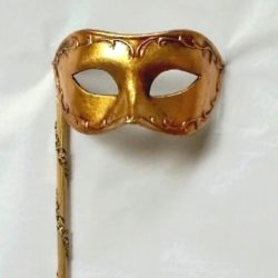 Antonio Gold Venetian Mask with Stick