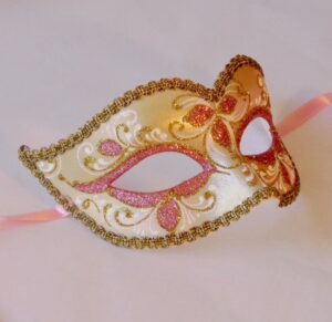 Pink Mask Gold Venetian Mask Nikita