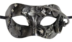 Vintage Cosplay Steampunk Mask Silver