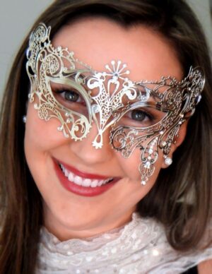 Silver Masquerade Mask with Crystals