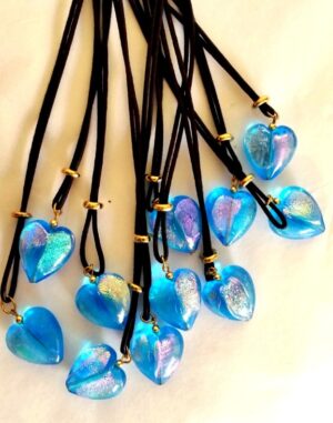 Murano Glass Heart Necklace Blue