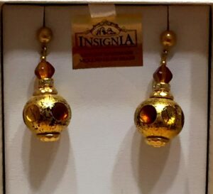 Amber Gold Murano Glass Earrings