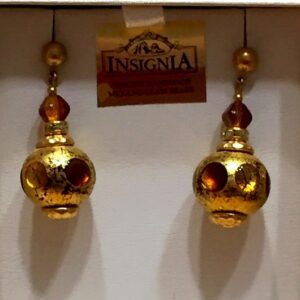 Amber Gold Murano Glass Earrings