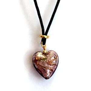 Antique Rose Heart Murano Necklace