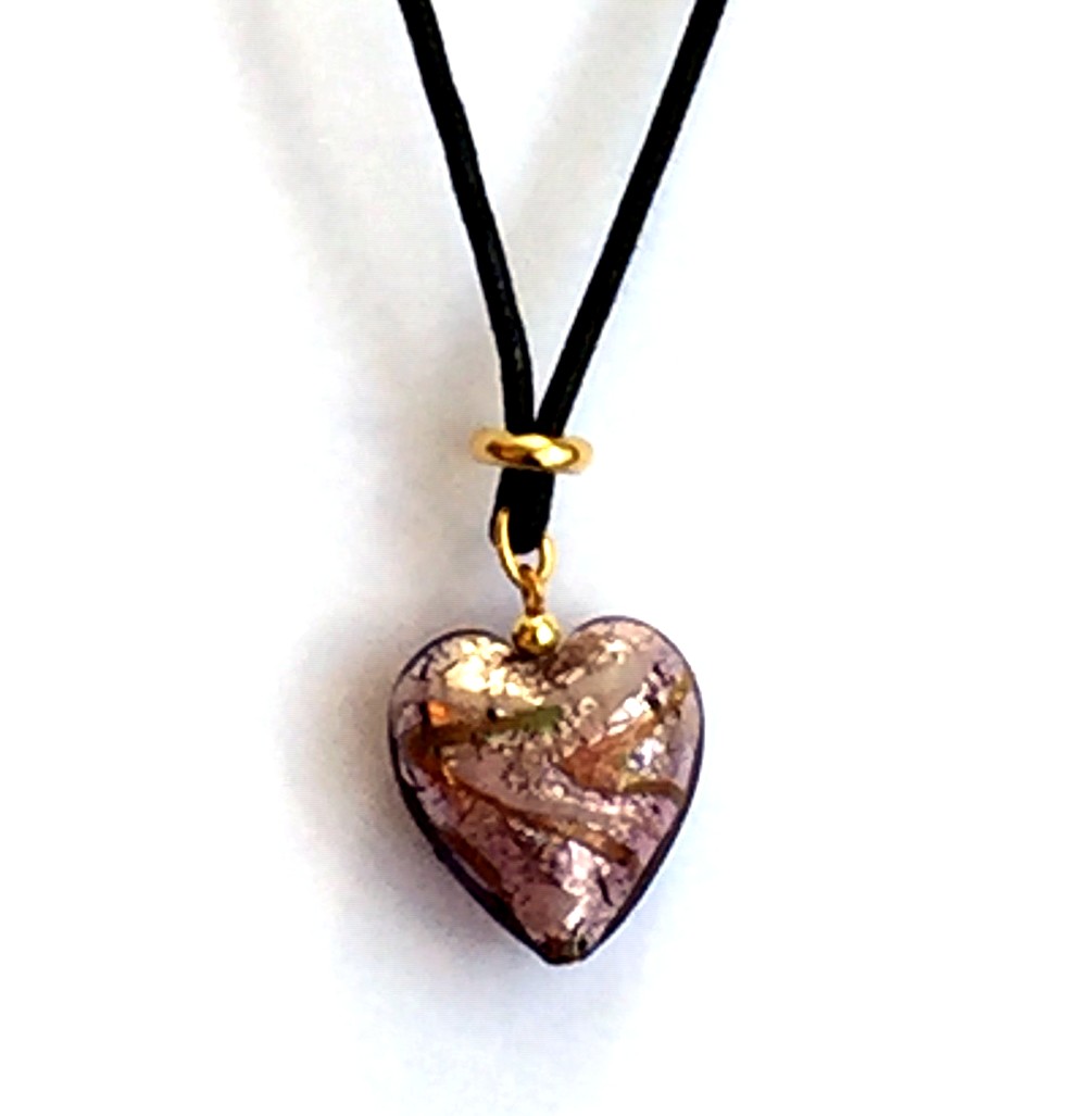 Antique Rose Heart Murano Necklace