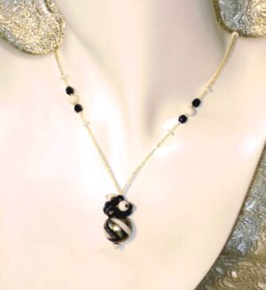 Black White Murano Glass Necklace