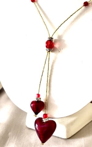 twin-heart-murano-necklace-red