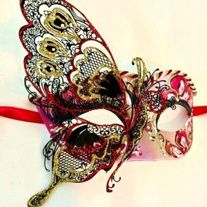 butterfly eye mask red gold