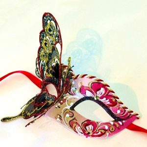 butterfly eye mask red gold