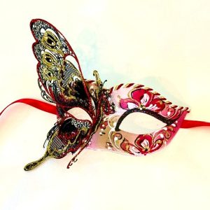 butterfly masquerade mask red gold